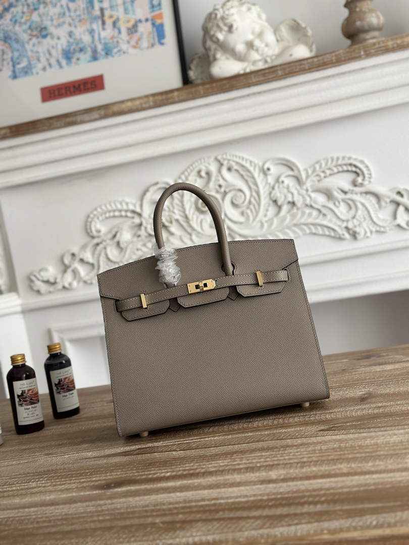 Hermès Birkin 25 Bag Dark Gray Epsom Leather H625649 - gold - View 2