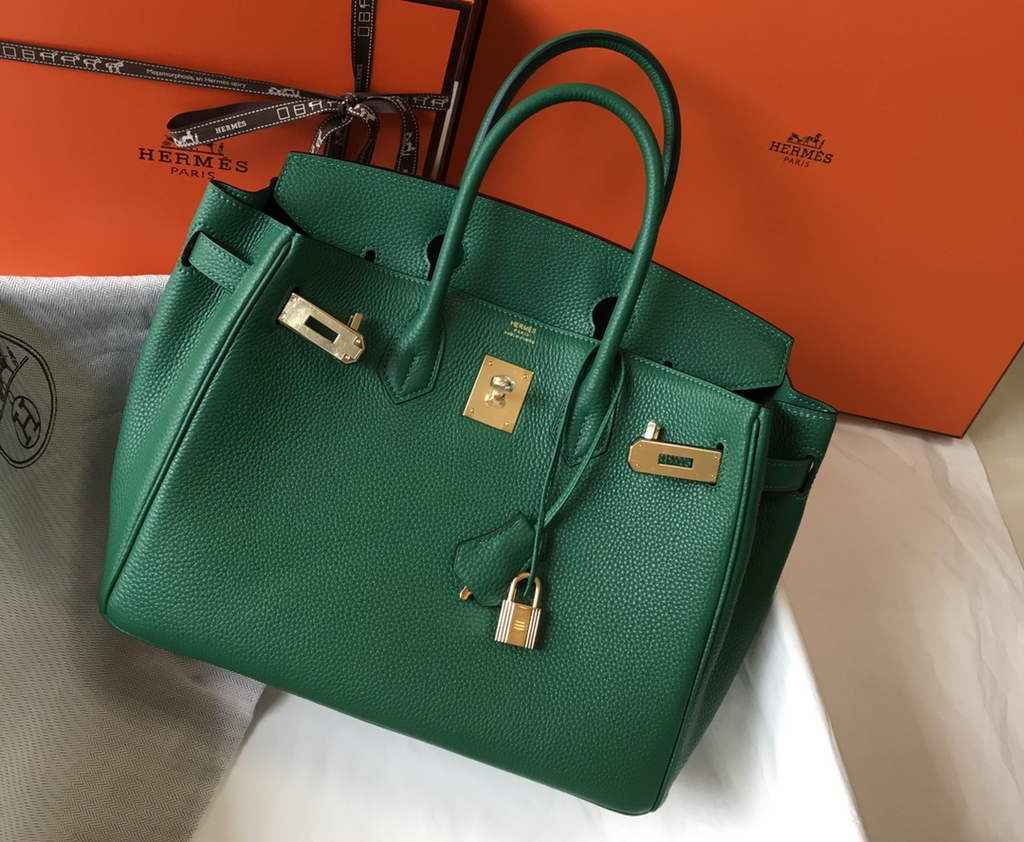 Hermès Birkin 30cm Green Togo Gold Hardware - Default Title - View 3