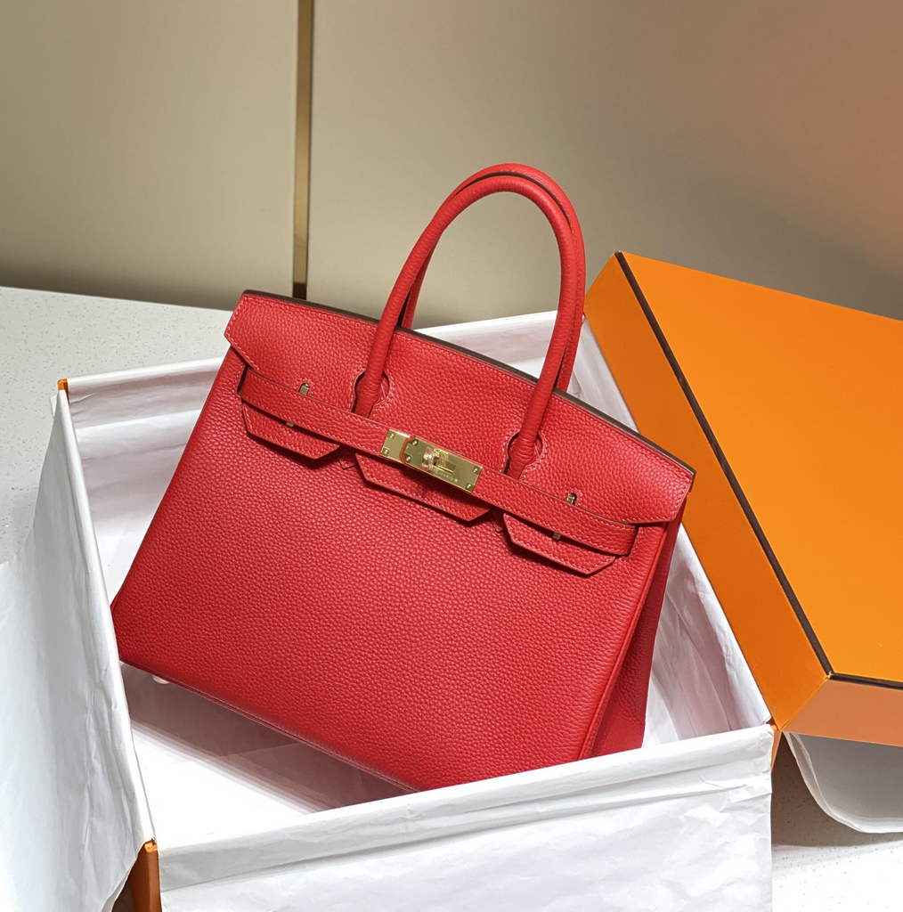 Hermès Birkin 30cm red Togo Gold Hardware - Default Title - View 1