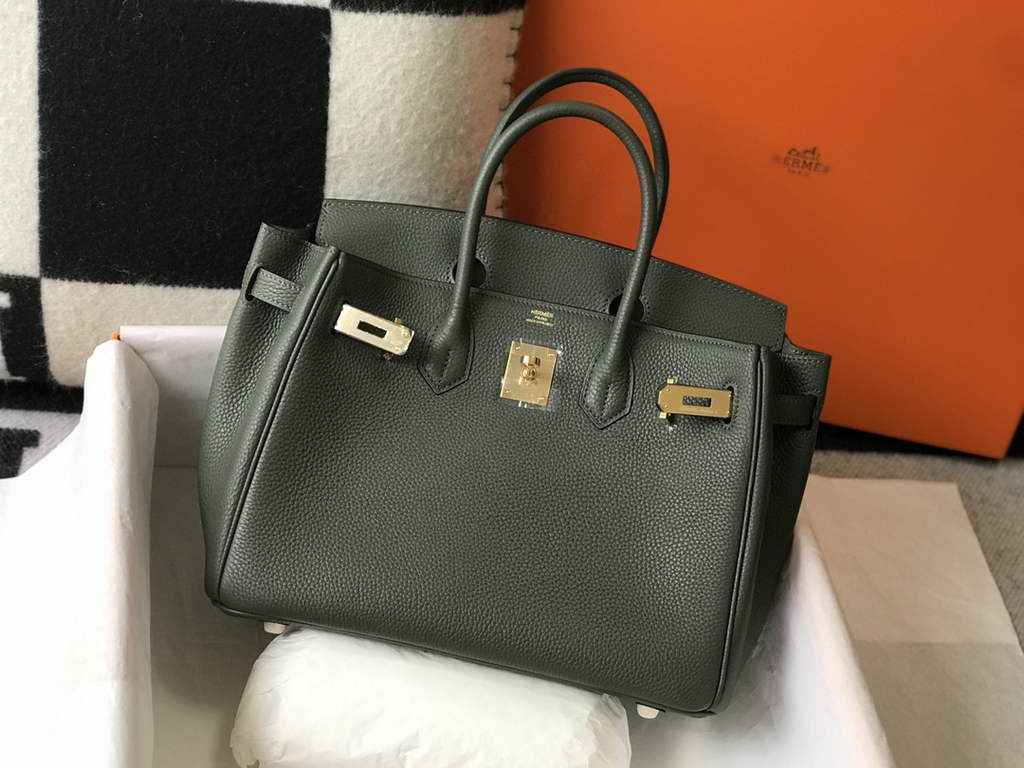 Hermès Birkin 30cm dark green Togo gold Hardware - Default Title - View 4