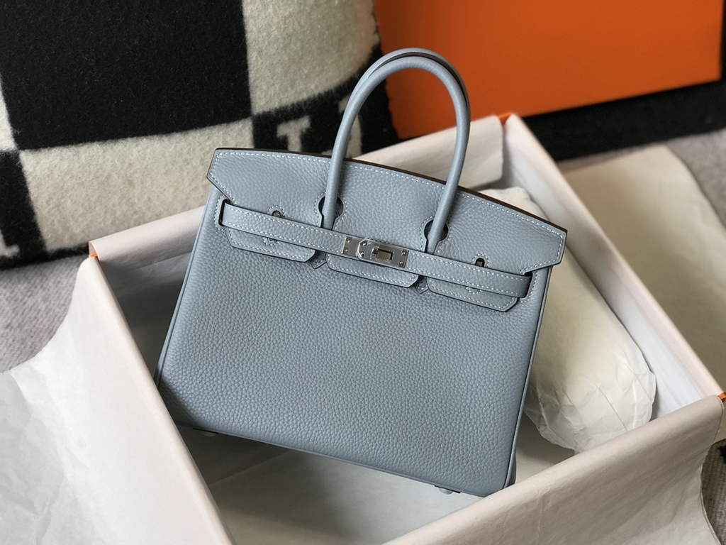 Hermès Birkin 30cm Blue Togo Silver Hardware - Default Title - View 1