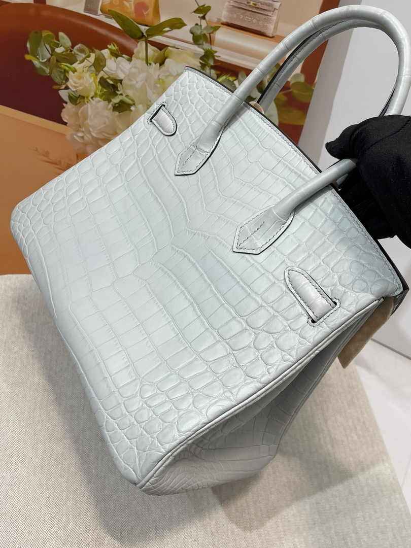 Hermès Birkin Bag 30cm Gray Crocodile Leather Gold Hardware H8890 - Default Title - View 5
