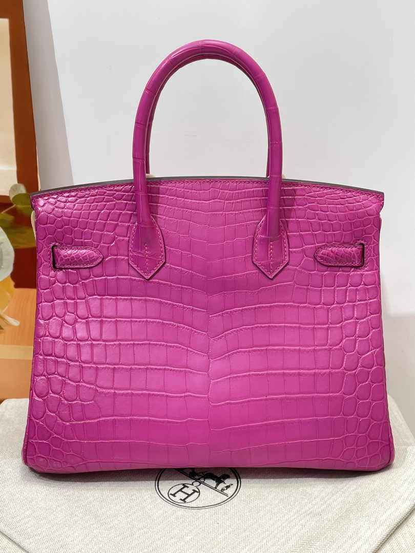 Hermès Birkin Bag 30cm Plum Crocodile Leather Gold Hardware H8883 - Default Title - View 4