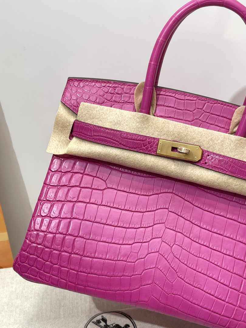 Hermès Birkin Bag 30cm Plum Crocodile Leather Gold Hardware H8883 - Default Title - View 5