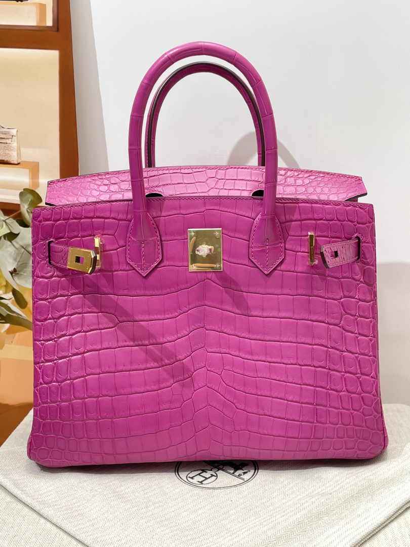 Hermès Birkin Bag 30cm Plum Crocodile Leather Gold Hardware H8883 - Default Title - View 2
