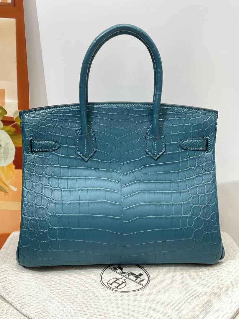 Hermès Birkin Bag 30cm Dark Blue Crocodile Leather Gold Hardware H8885 - Default Title - View 5
