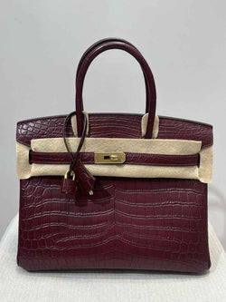 Hermès Birkin Bag 30cm Wine Red Crocodile Leather Gold Hardware H8888 - Default Title - View 1