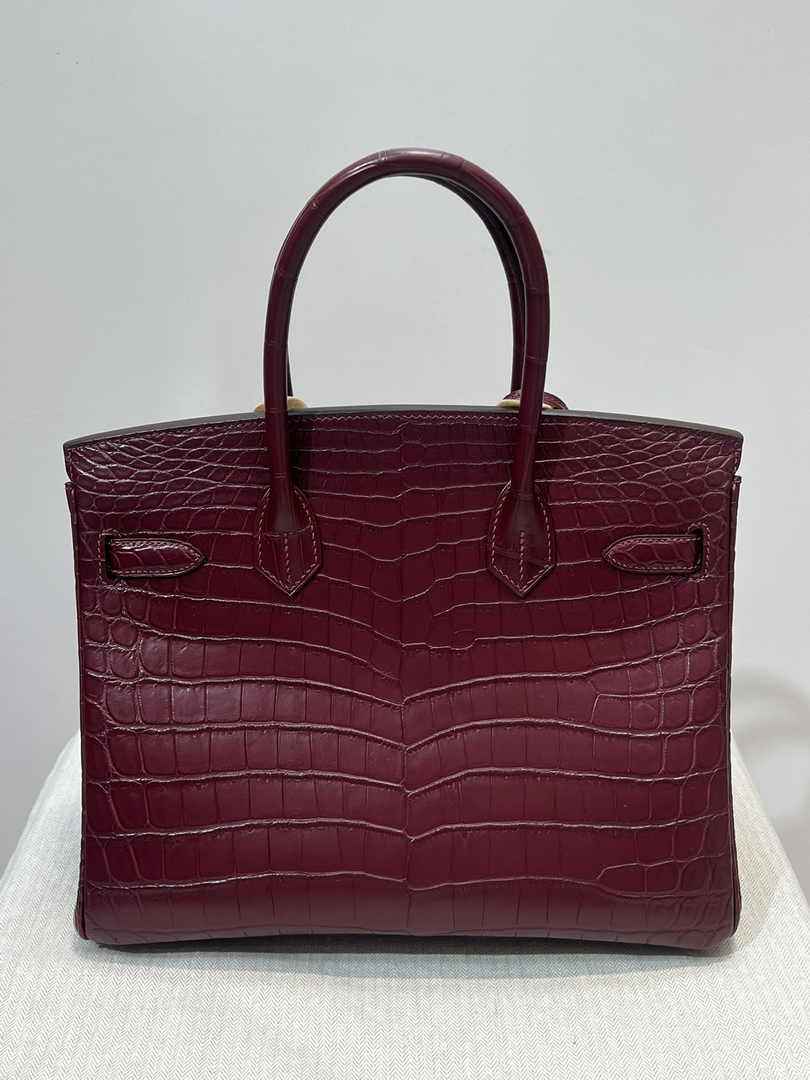 Hermès Birkin Bag 30cm Wine Red Crocodile Leather Gold Hardware H8888 - Default Title - View 4