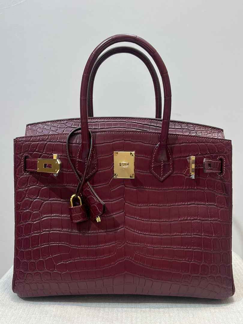 Hermès Birkin Bag 30cm Wine Red Crocodile Leather Gold Hardware H8888 - Default Title - View 2