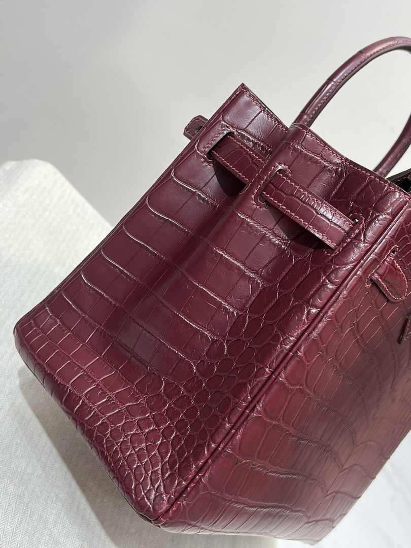 Hermès Birkin Bag 30cm Wine Red Crocodile Leather Gold Hardware H8888 - Default Title - View 8