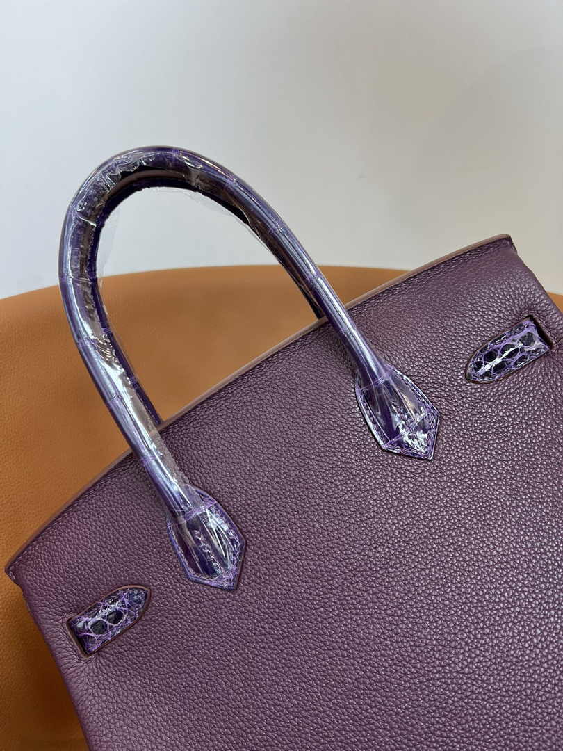 Hermès Birkin Bag Purple Crocodile Togo Gold Hardware H8604 - W25×H20×D13cm - View 9