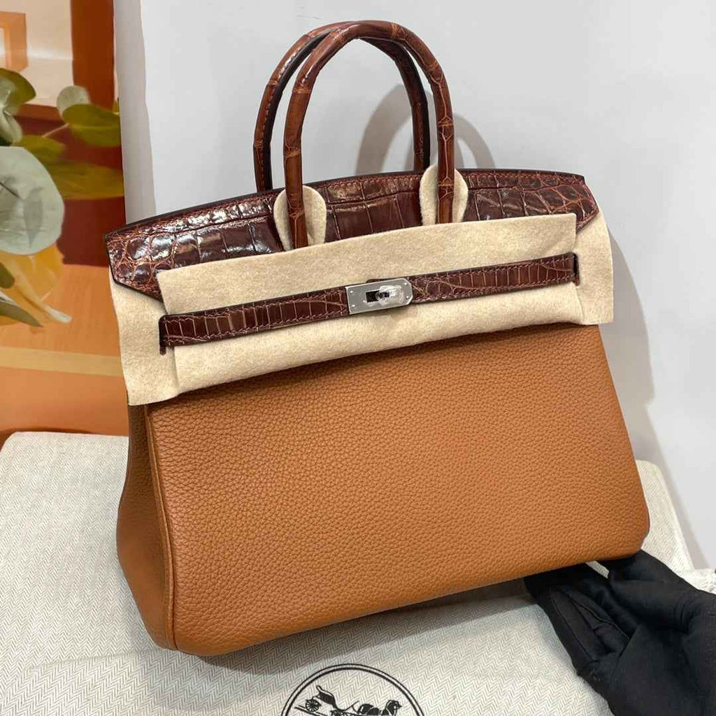 Hermès Birkin Bag Camel Crocodile Togo Gold Hardware H8608 - W25×H20×D13cm - View 2