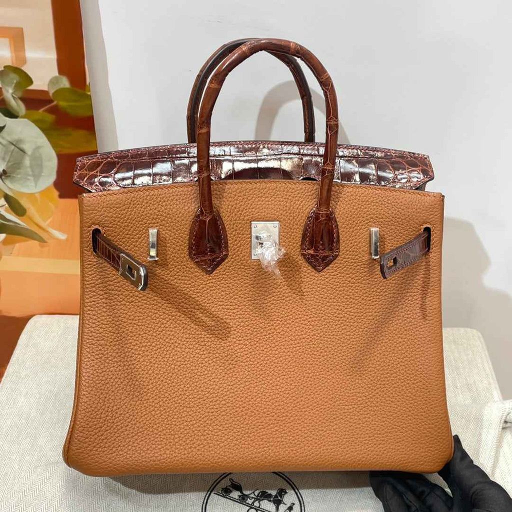 Hermès Birkin Bag Camel Crocodile Togo Gold Hardware H8608 - W25×H20×D13cm - View 3