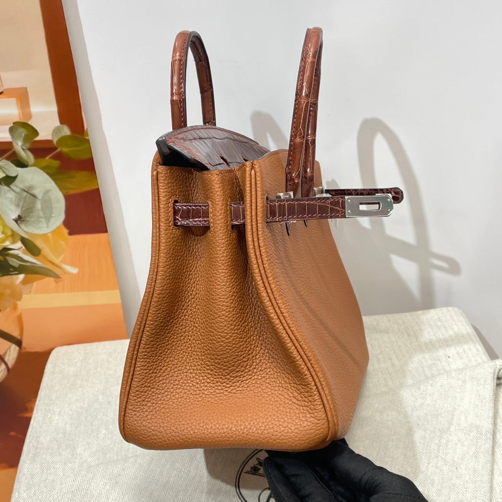 Hermès Birkin Bag Camel Crocodile Togo Gold Hardware H8608 - W25×H20×D13cm - View 6