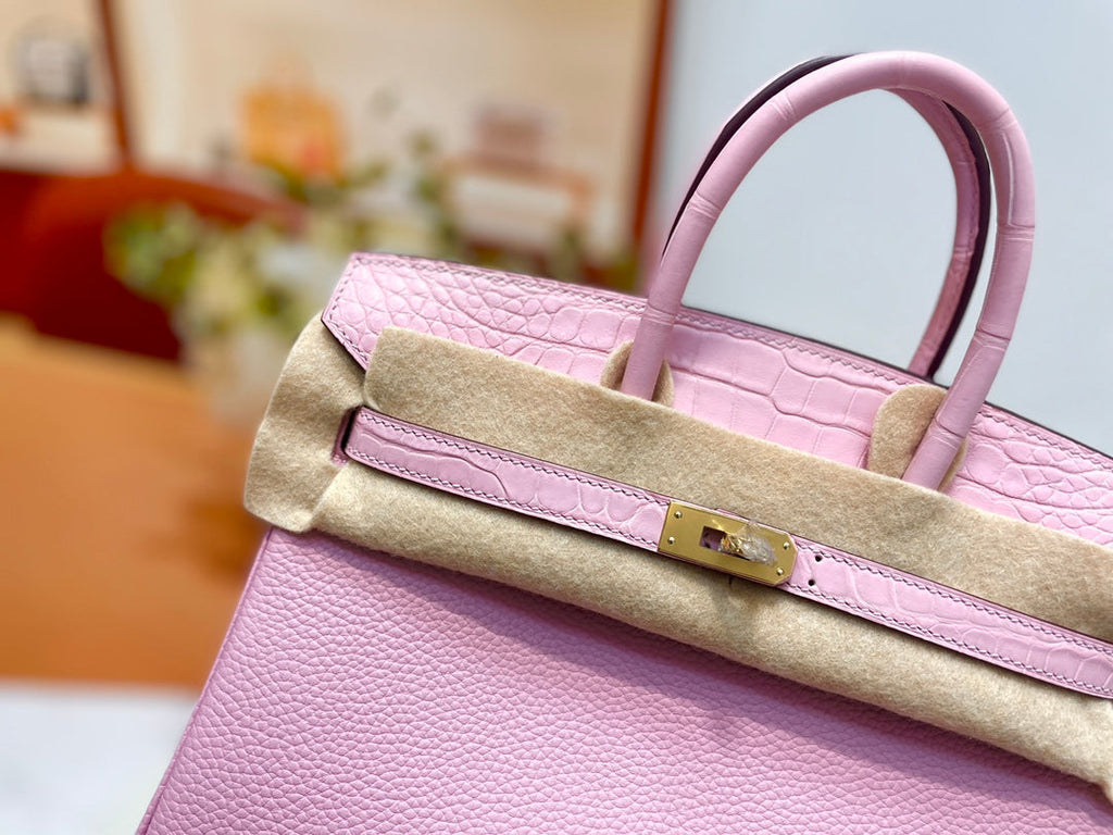 Hermès Birkin Bag Pink Crocodile Togo Gold Hardware H8611 - W25×H20×D13cm - View 5