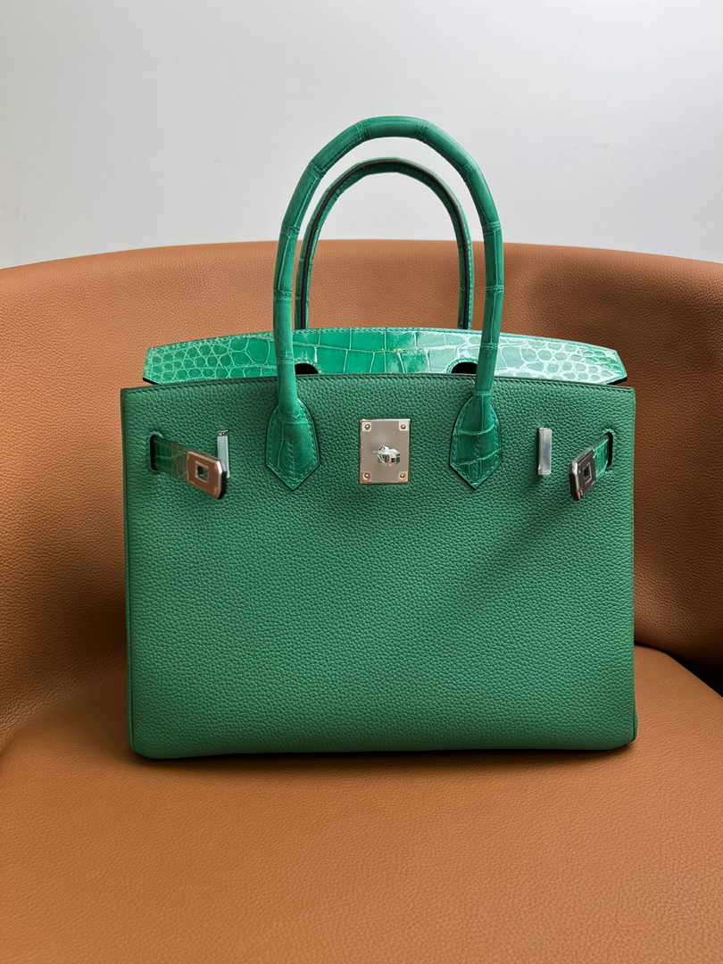Hermès Birkin Bag Green Crocodile Togo Gold Hardware H8602 - W25×H20×D13cm - View 6
