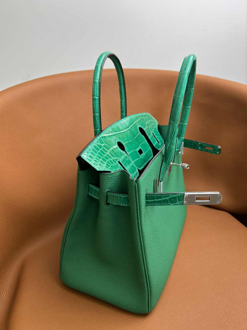 Hermès Birkin Bag Green Crocodile Togo Gold Hardware H8602 - W25×H20×D13cm - View 7
