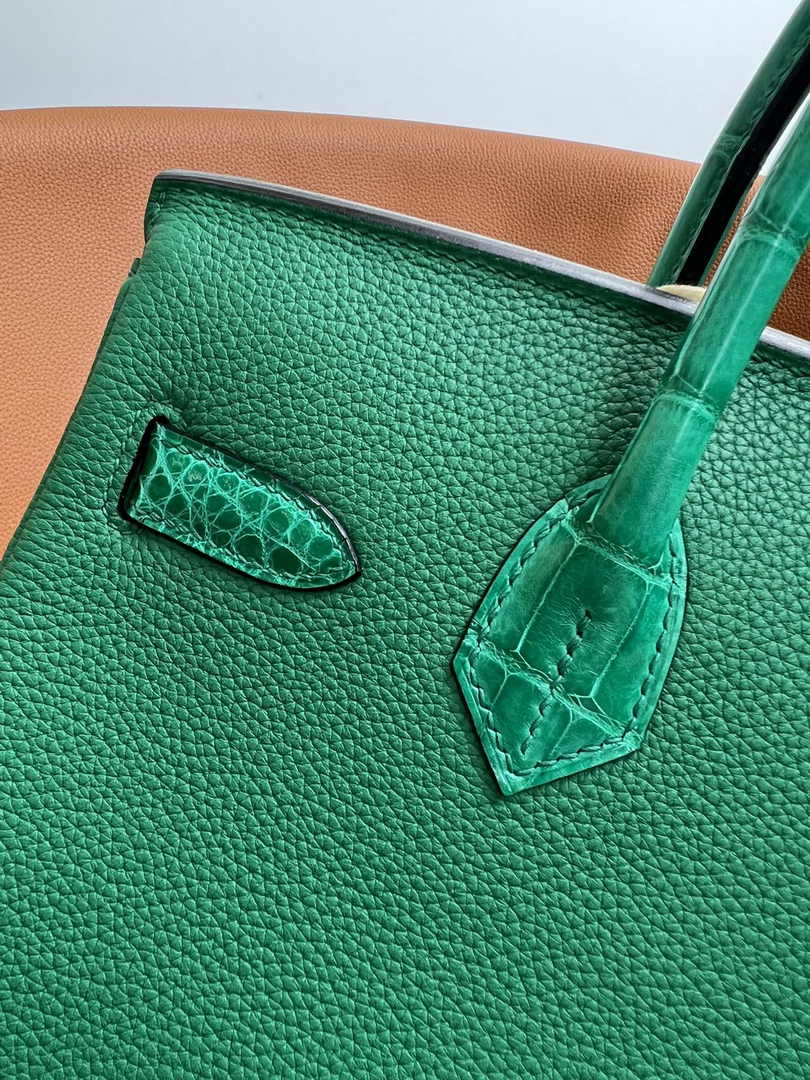Hermès Birkin Bag Green Crocodile Togo Gold Hardware H8602 - W25×H20×D13cm - View 10