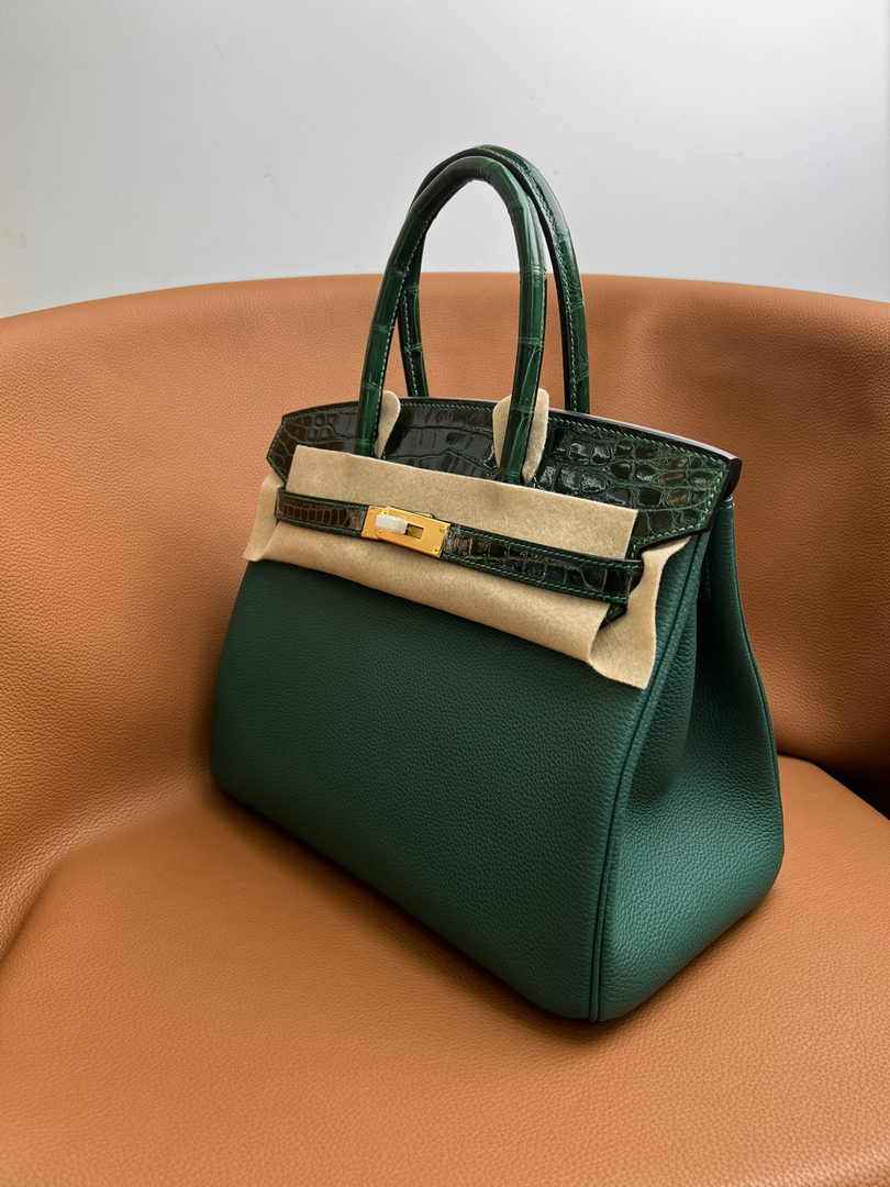 Hermès Birkin Bag Dark Green Crocodile Togo Gold Hardware H8603 - W25×H20×D13cm - View 4
