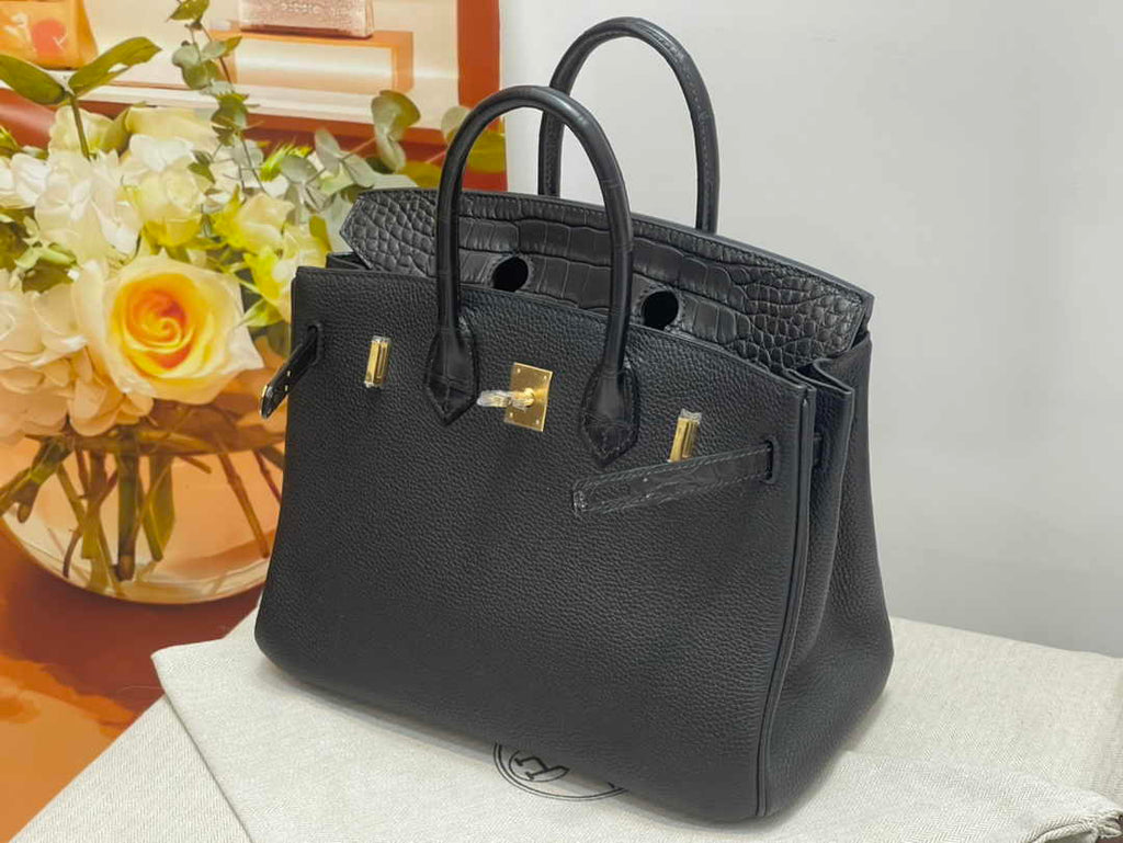 Hermès Birkin Bag Black Crocodile Togo Gold Hardware H8600 - W25×H20×D13cm - View 8