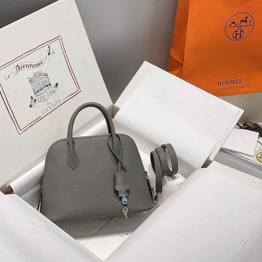 Hermes Bolide 1923 Bag 25 in Gray Epsom Calfskin Silver Hardware - Default Title - View 1