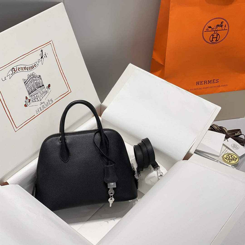 Hermes Bolide 1923 Bag 25 in Black Epsom Calfskin Silver Hardware - Default Title - View 1