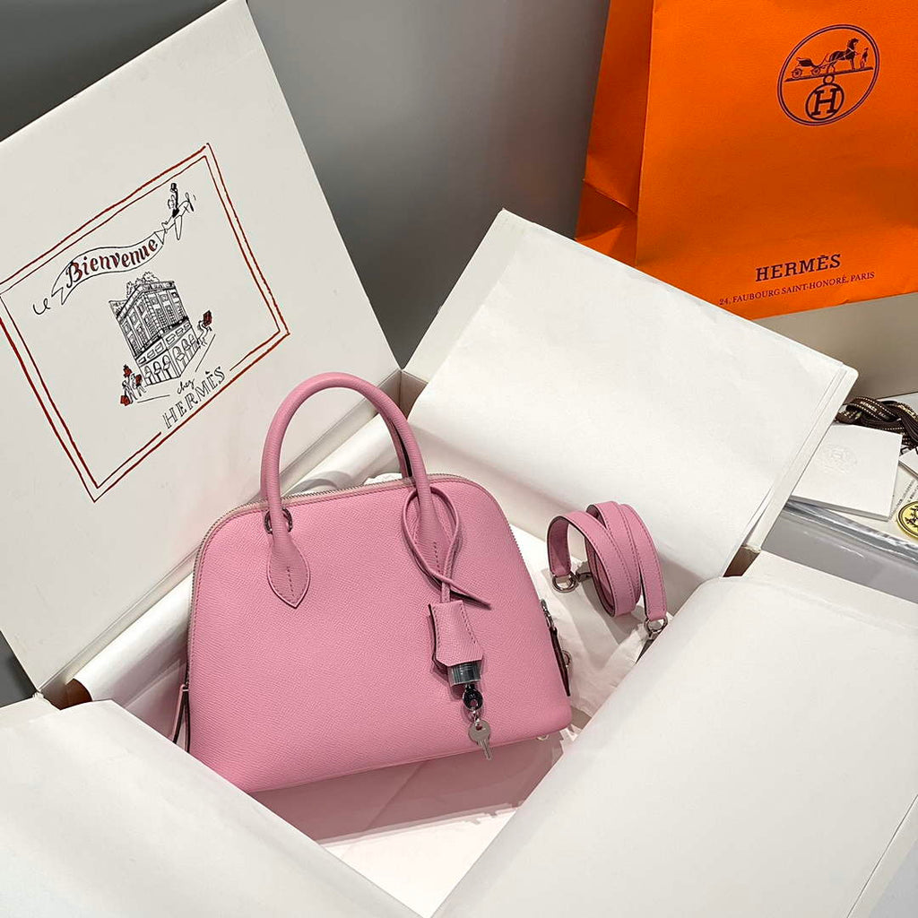 Hermes Bolide 1923 Bag 25 in Pink Epsom Calfskin Silver Hardware - Default Title - View 1