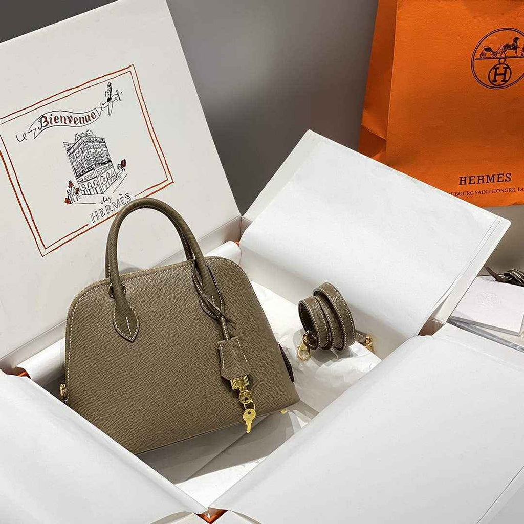 Hermes Bolide 1923 Bag 25 in Dark Gray Epsom Calfskin Gold Hardware - Default Title - View 1