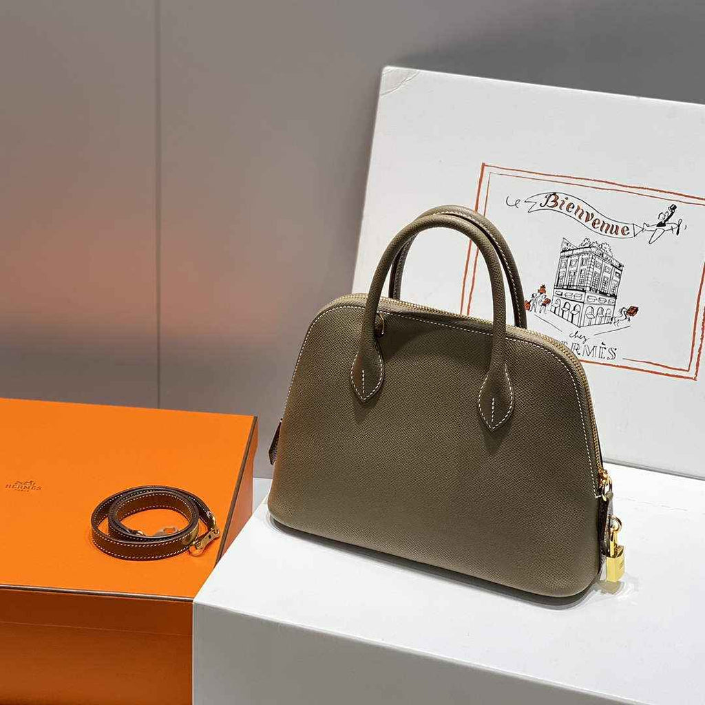 Hermes Bolide 1923 Bag 25 in Dark Gray Epsom Calfskin Gold Hardware - Default Title - View 3