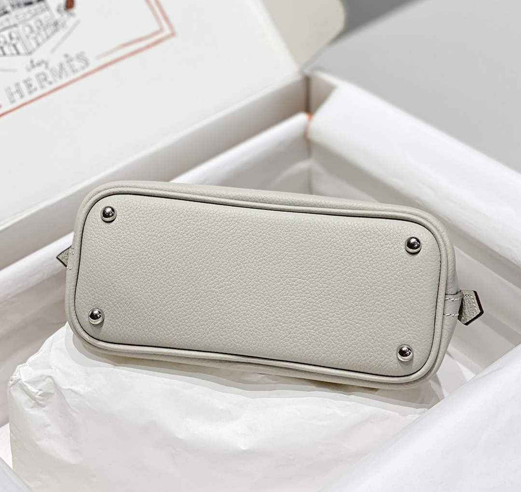 Hermes Bolide 1923 Mini Bag in Light Gray Evercolor Calfskin Silver Hardware - Default Title - View 4