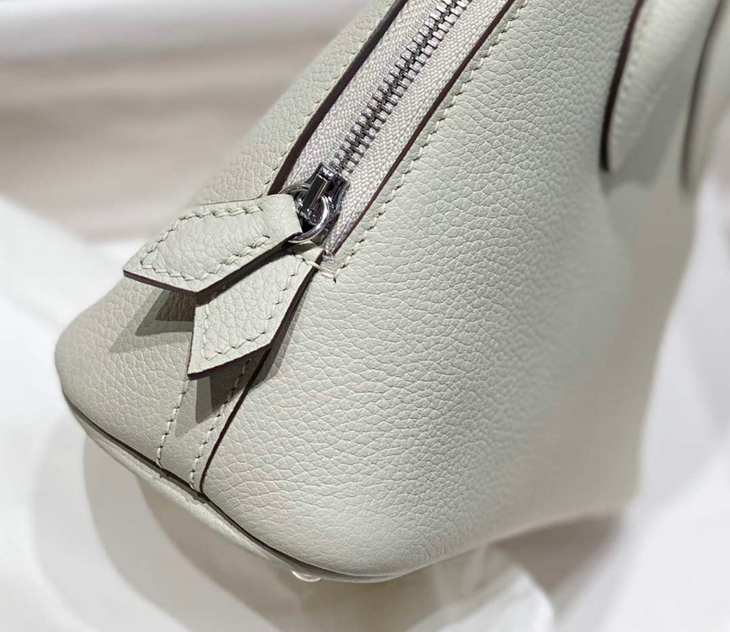 Hermes Bolide 1923 Mini Bag in Light Gray Evercolor Calfskin Silver Hardware - Default Title - View 6