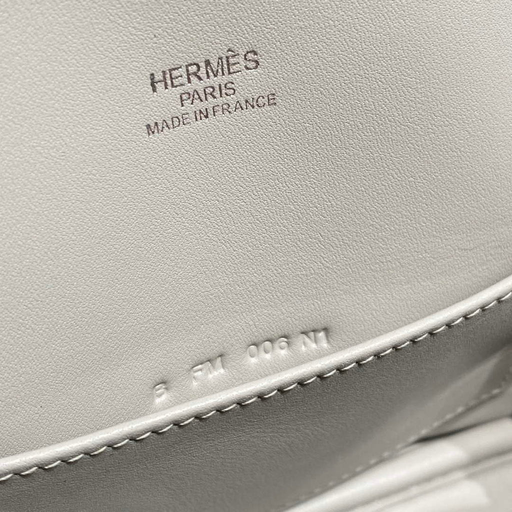 Hermes Bolide 1923 Mini Bag in Light Gray Evercolor Calfskin Silver Hardware - Default Title - View 7