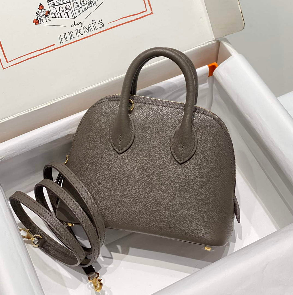 Hermes Bolide 1923 Mini Bag in Gray Evercolor Calfskin Gold Hardware - Default Title - View 1