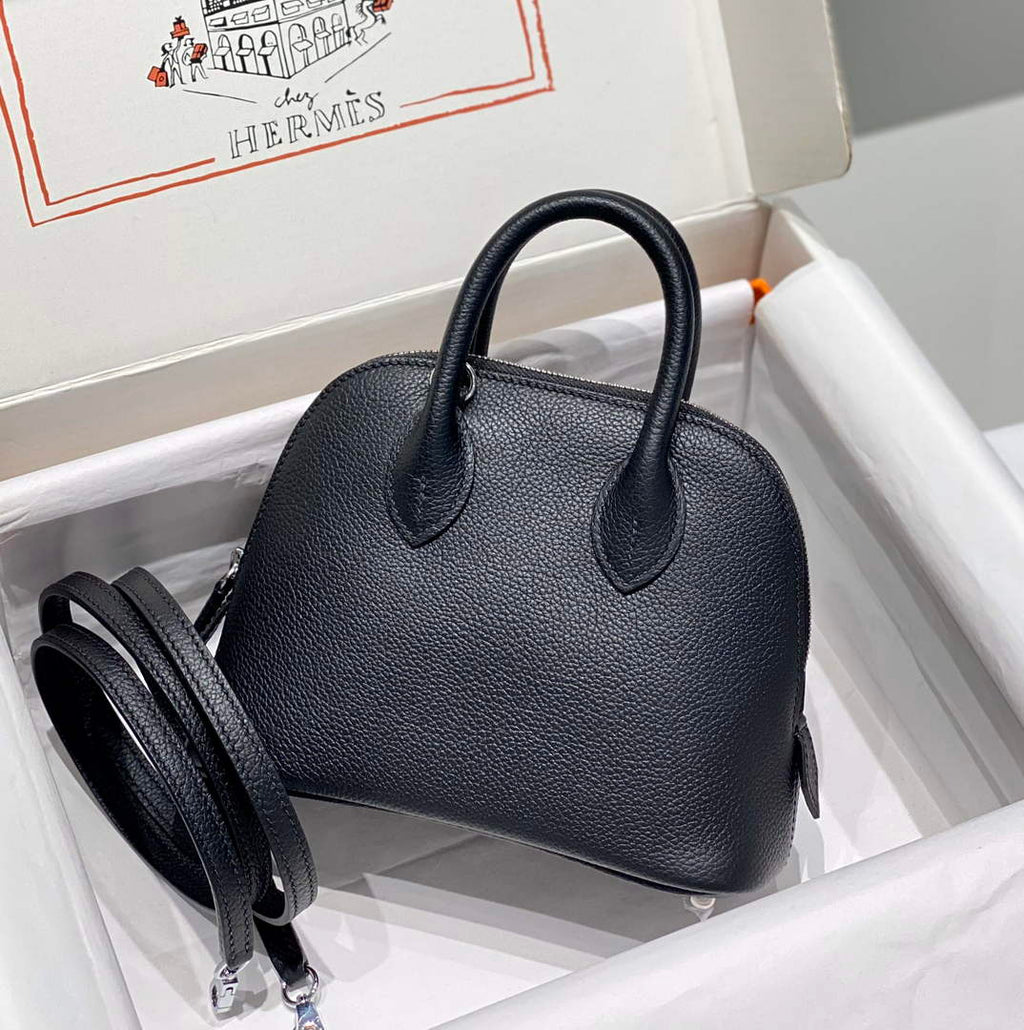 Hermes Bolide 1923 Mini Bag in Black Evercolor Calfskin Silver Hardware - Default Title - View 1