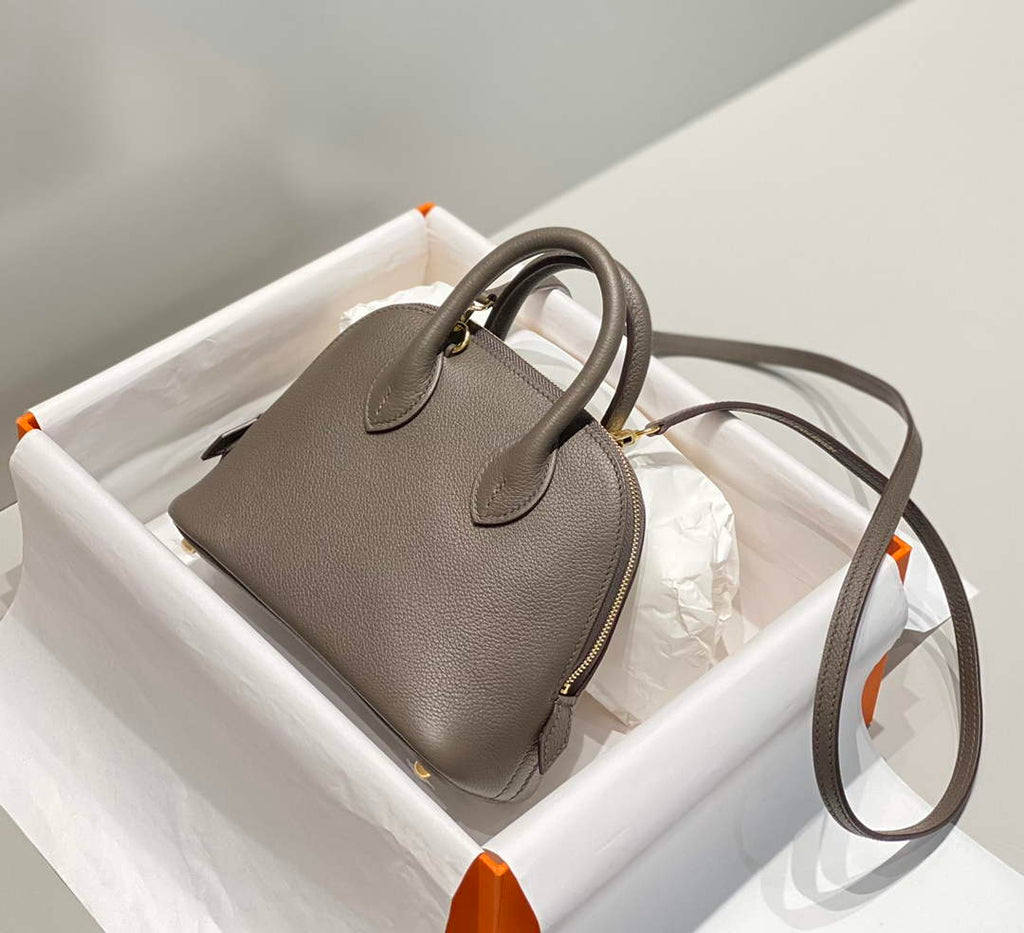 Hermes Bolide 1923 Mini Bag in Gray Evercolor Calfskin Gold Hardware - Default Title - View 3