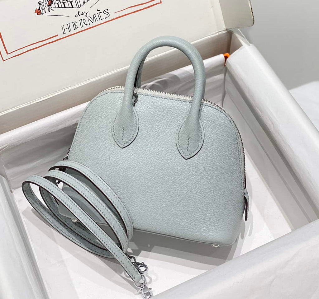 Hermes Bolide 1923 Mini Bag in Blue Evercolor Calfskin Silver Hardware - Default Title - View 1