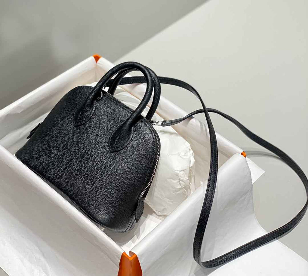 Hermes Bolide 1923 Mini Bag in Black Evercolor Calfskin Silver Hardware - Default Title - View 3
