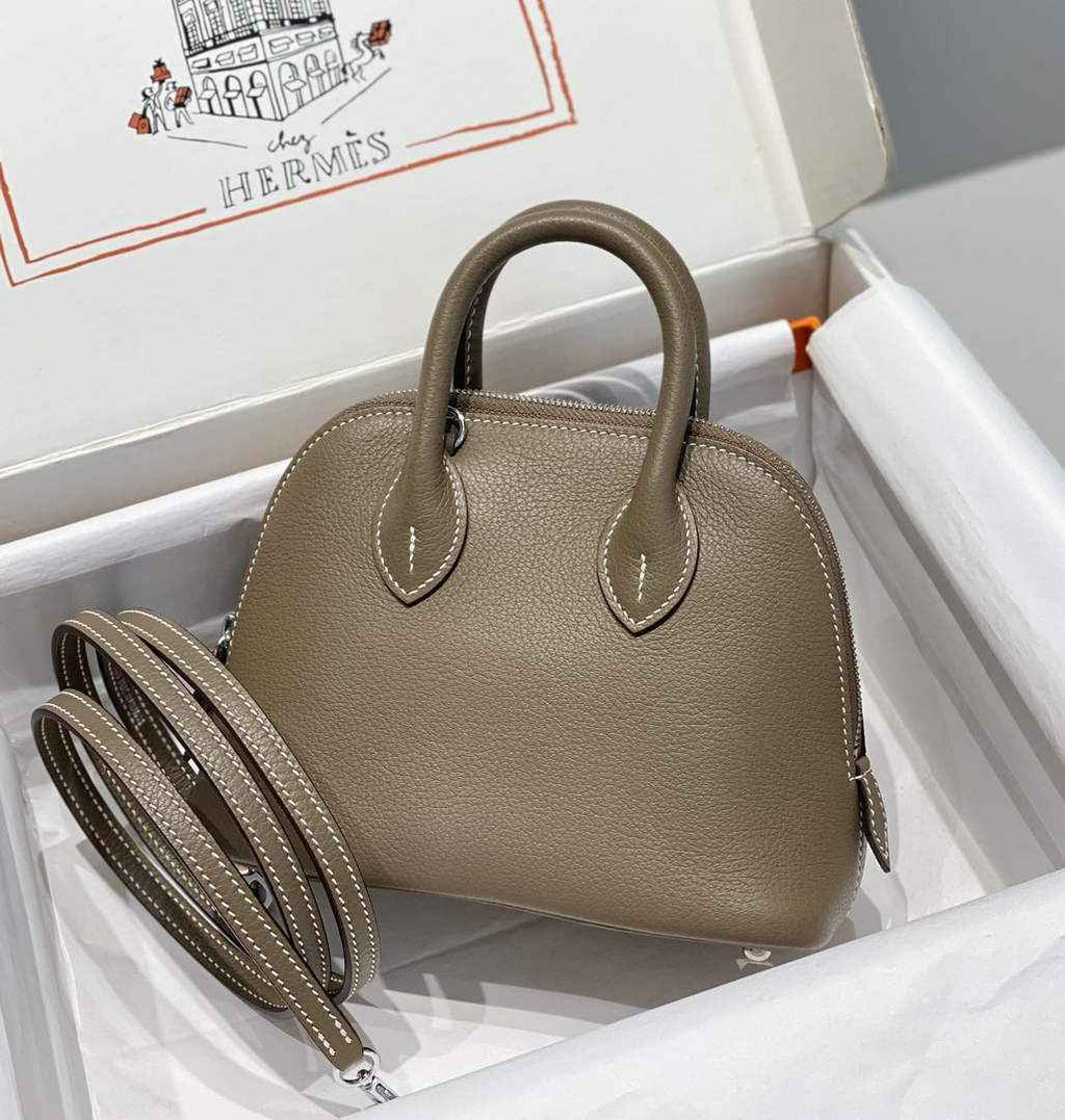 Hermes Bolide 1923 Mini Bag in Gray Evercolor Calfskin Silver Hardware - Default Title - View 1