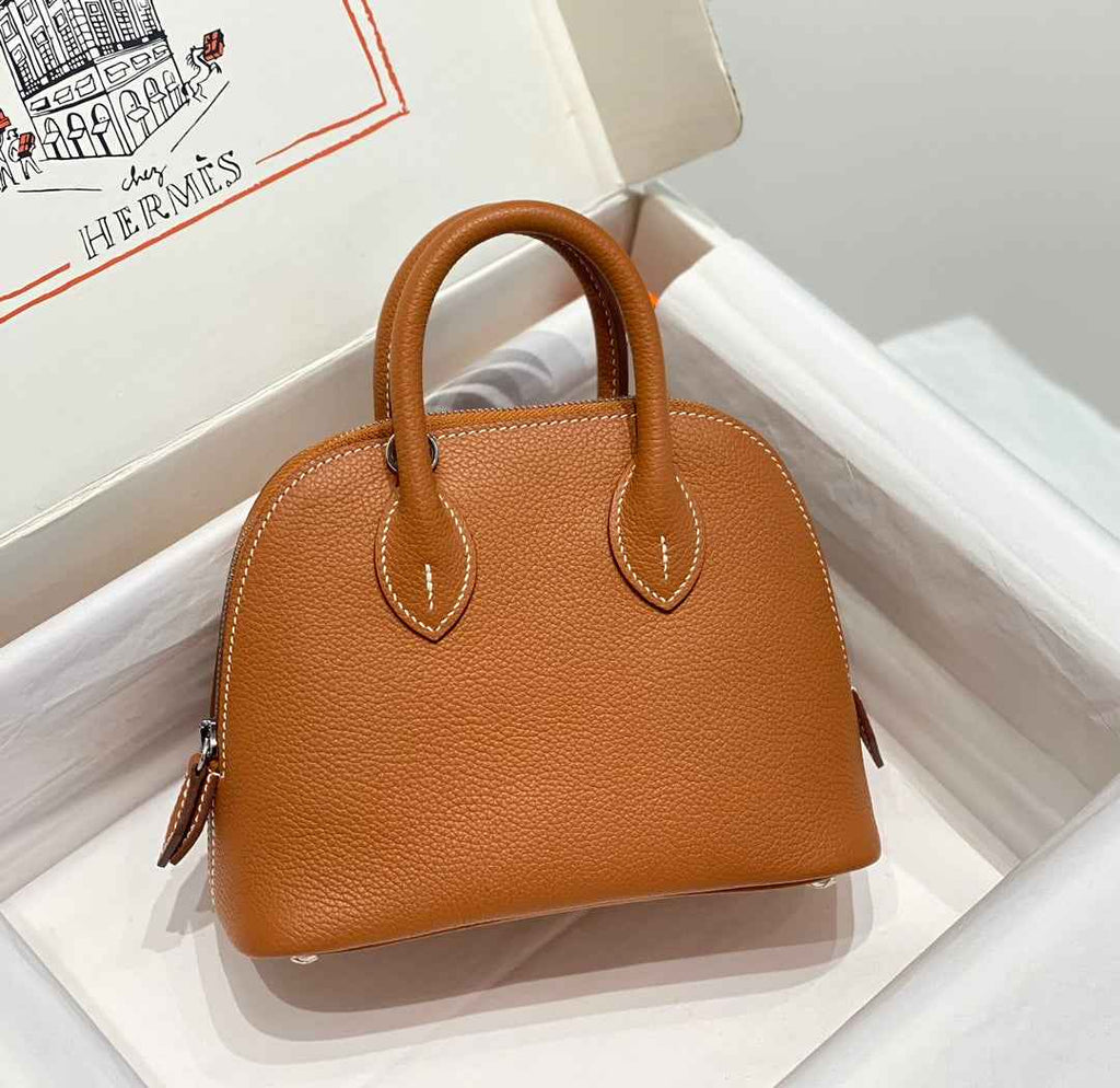 Hermes Bolide 1923 Mini Bag in Brown Evercolor Calfskin Silver Hardware - Default Title - View 3