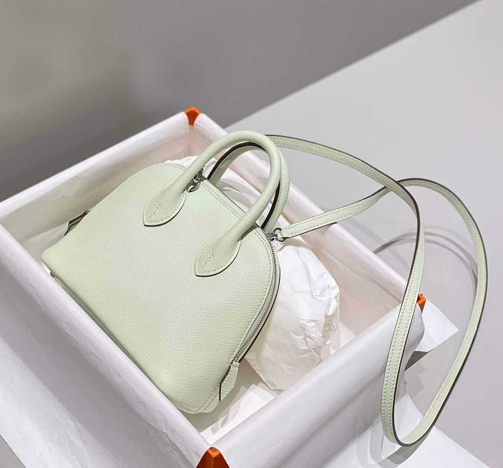 Hermes Bolide 1923 Mini Bag in Green Evercolor Calfskin Silver Hardware - Default Title - View 3