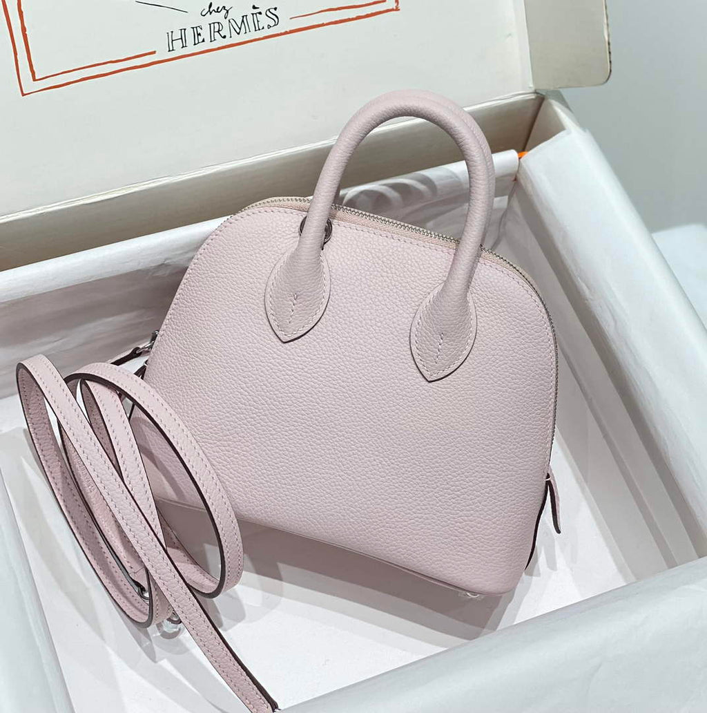 Hermes Bolide 1923 Mini Bag in Pink Evercolor Calfskin Silver Hardware - Default Title - View 1