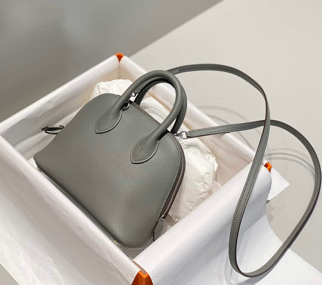 Hermes Bolide 1923 Mini Bag in Gray Evercolor Calfskin Silver Hardware - Default Title - View 3
