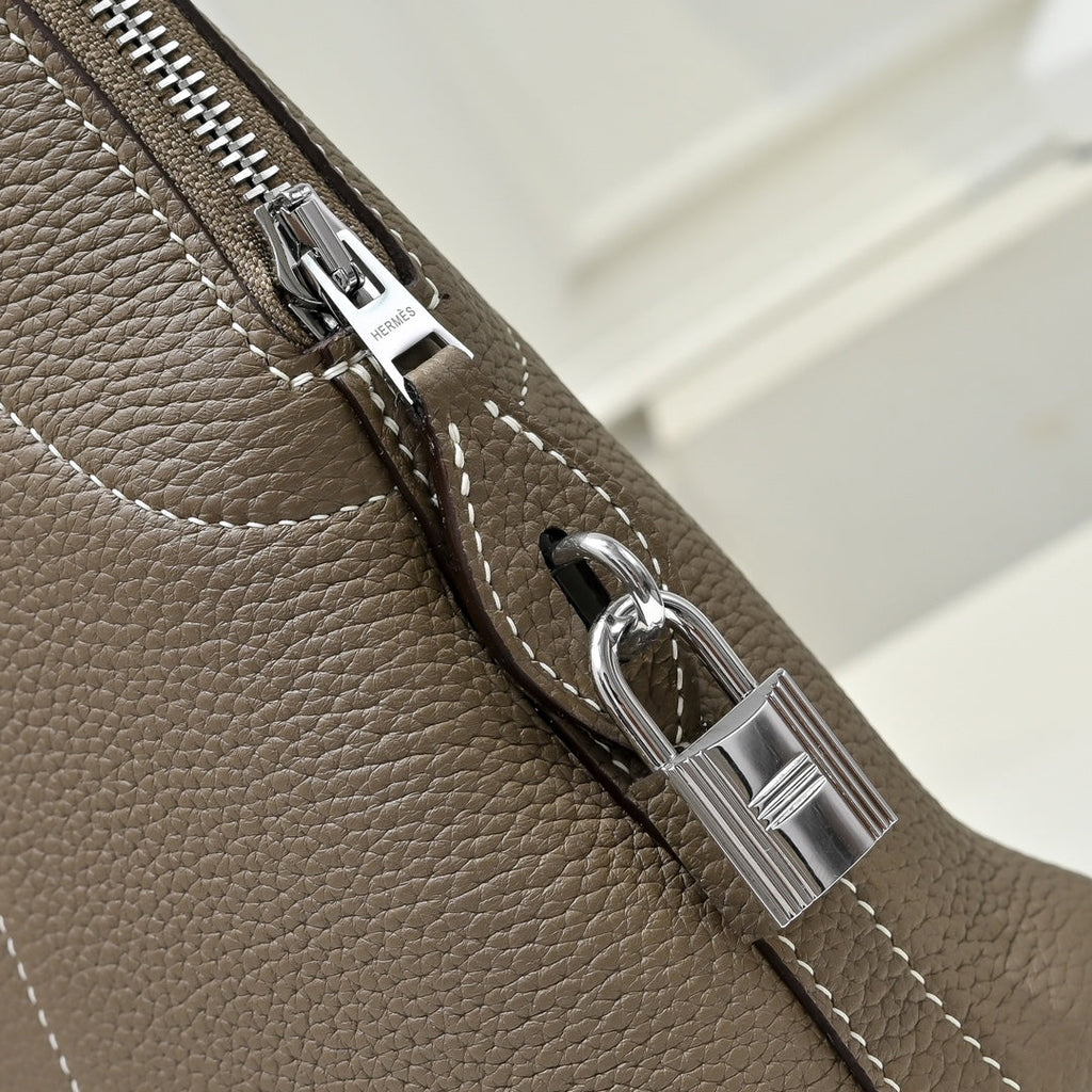 Hermes Bolide Messenger bag in Togo calfskin Light Gray - Default Title - View 5