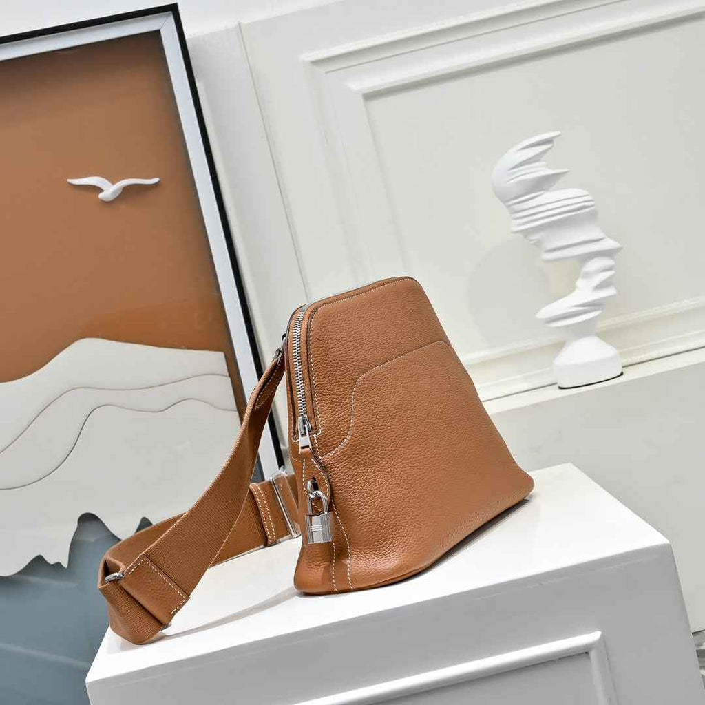 Hermes Bolide Messenger bag in Togo calfskin Brown - Default Title - View 2