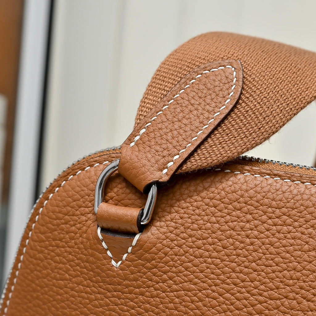 Hermes Bolide Messenger bag in Togo calfskin Brown - Default Title - View 6