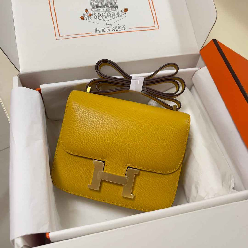 Hermes Constance Bag 19 Yellow Epsom Leather Gold H083919 - Default Title - View 1