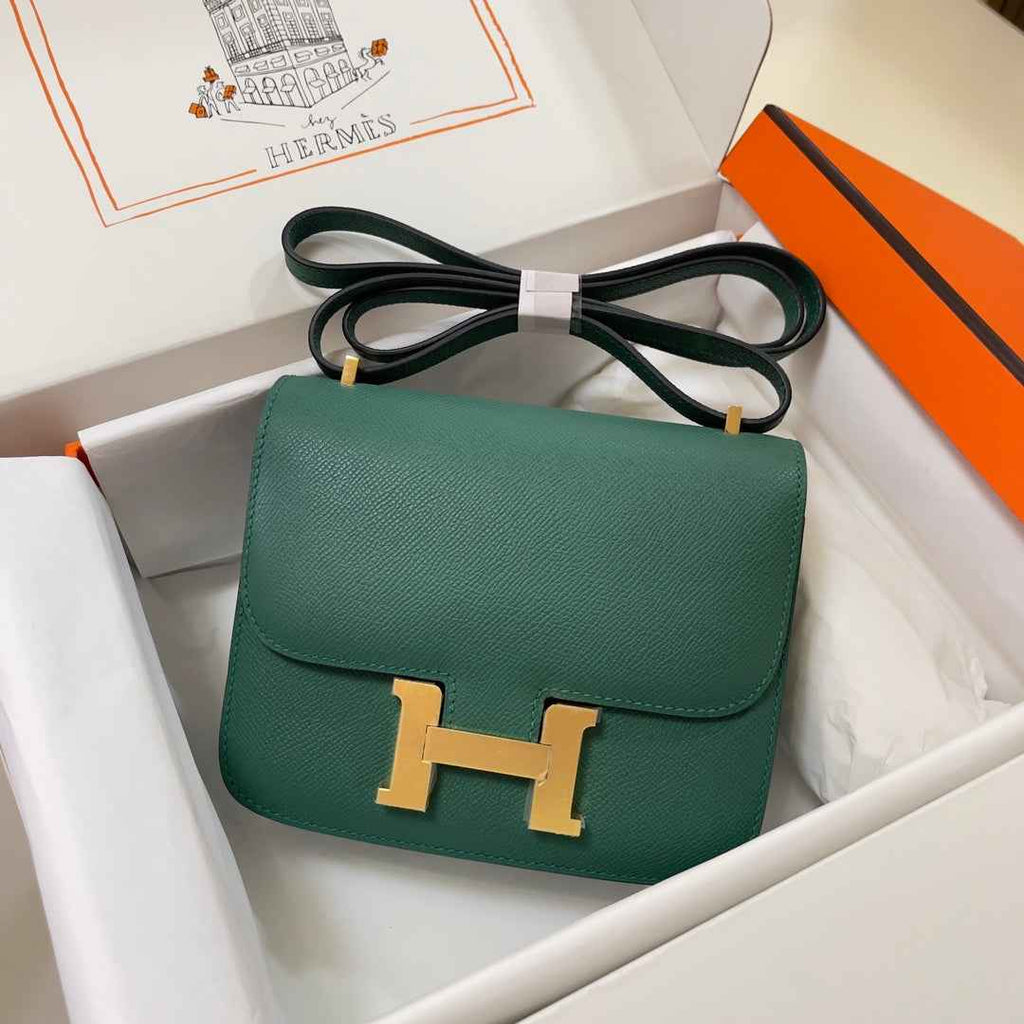 Hermes Constance Bag 19 Dark Green Epsom Leather Gold H083928 - Default Title - View 1