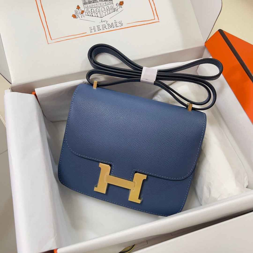 Hermes Constance Bag 19 Dark Purple Epsom Leather Gold H0839313 - Default Title - View 1