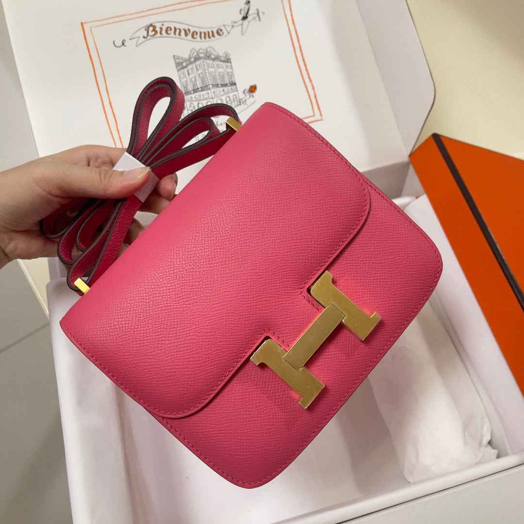 Hermes Constance Bag 19 Dark Pink Epsom Leather Gold H0839314 - Default Title - View 2