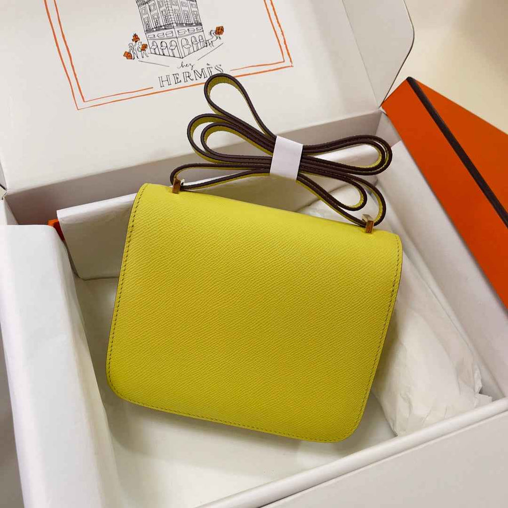 Hermes Constance Bag 19 Lemon Yellow Epsom Leather Gold H0839332 - Default Title - View 3